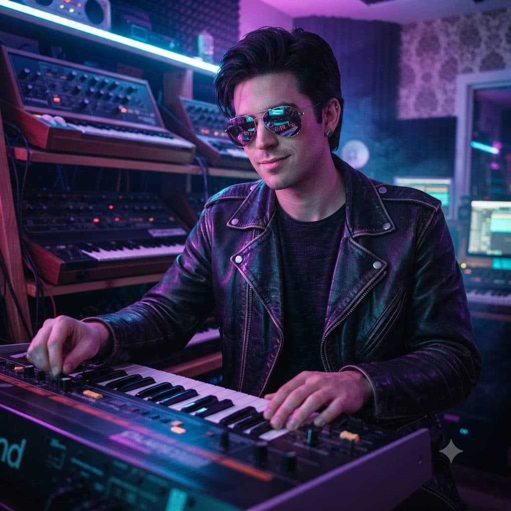 Synth Musician Copy Paste Prompt for AI Photos created with Gemini