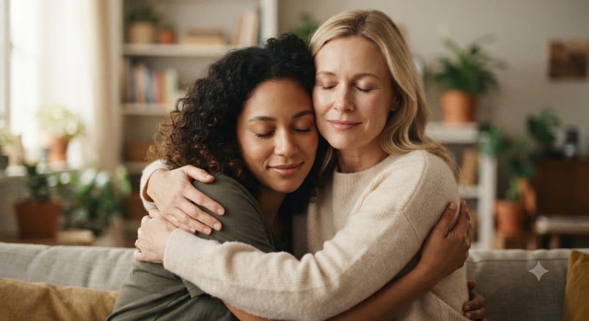 Gentle Hug Copy Paste Prompt for AI Photos created with Gemini